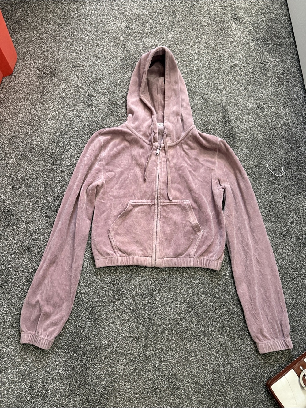 John Galt Plush Mauve Zip-Up Hoodie
